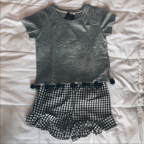 Roolee Bottoms Black White Gingham Shorts With Ruffle Hemline Poshmark
